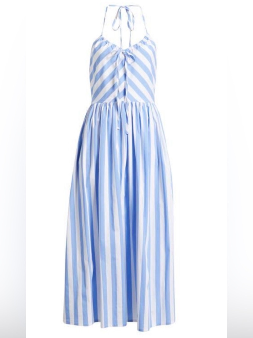 Avec Les Filles Blue and White Striped Halter Dress